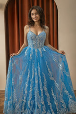Load image into Gallery viewer, Embroidery Beaded Tulle Prom Dress