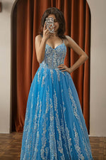Load image into Gallery viewer, Embroidery Beaded Tulle Prom Dress