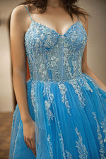 Load image into Gallery viewer, Embroidery Beaded Tulle Prom Dress