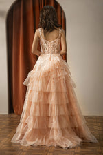 Load image into Gallery viewer, Tiered Corset Prom Dress with Appliques