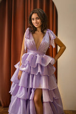 Load image into Gallery viewer, Tiered Senior Prom Dress with Slit