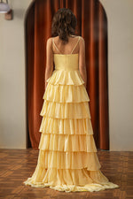 Load image into Gallery viewer, Cute Tiered Yellow Prom Dress
