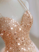 Load image into Gallery viewer, Sequin Tulle Glitter Lace Up Back Prom Dress