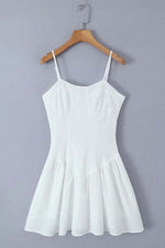 Load image into Gallery viewer, White Drop Waist Mini Dress