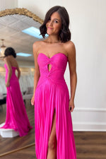 Load image into Gallery viewer, Sweetheart Pleated High Slit Prom Dress
