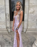 Load image into Gallery viewer, Sequin Side Slit Prom Dress with 3D Flowers
