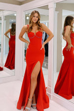 Load image into Gallery viewer, Straps Corset Prom Dress with Beading