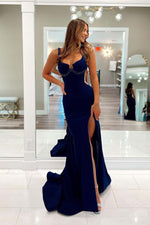 Load image into Gallery viewer, Straps Corset Prom Dress with Beading
