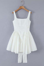 Load image into Gallery viewer, Square Neck Bare Back Bow Short White Dress