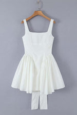 Load image into Gallery viewer, Square Neck Bare Back Bow Short White Dress
