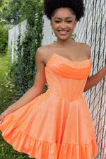 Load image into Gallery viewer, Strapless Beaded Homecoming Dress with Ruffle