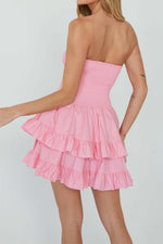 Load image into Gallery viewer, Strapless Mini Multi-layer Ruffle Dress