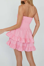 Load image into Gallery viewer, Strapless Mini Multi-layer Ruffle Dress
