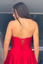 Load image into Gallery viewer, Strapless Hight Slit Corset Prom Gown