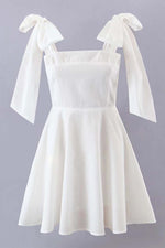 Load image into Gallery viewer, White Shoulder Bow Tie Dress