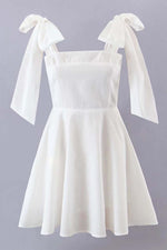 Load image into Gallery viewer, White Shoulder Bow Tie Dress

