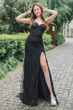 Load image into Gallery viewer, Long Sweetheart Appliques Side Split Prom Dress