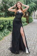 Load image into Gallery viewer, Long Sweetheart Appliques Side Split Prom Dress
