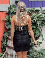 Load image into Gallery viewer, Strapless Sheer Corset Bodice Homecoming Dress with Lace