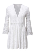 Load image into Gallery viewer, Lace V-Neck Mini Dress with Sleeves