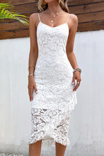 Load image into Gallery viewer, White Lace Midi Dress