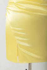 Load image into Gallery viewer, Strapless Satin Homecoming Dress with Slit