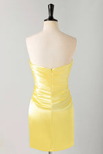 Load image into Gallery viewer, Strapless Satin Homecoming Dress with Slit