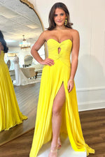 Load image into Gallery viewer, Sweetheart Pleated High Slit Prom Dress