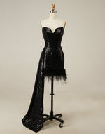 Load image into Gallery viewer, Strapless Black Homecoming Dress with Feathers
