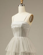 Load image into Gallery viewer, Light Grey Tiered Tulle Princess Prom Dress
