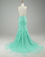 Load image into Gallery viewer, Mermaid Mint Green Backless Tight Prom Dress
