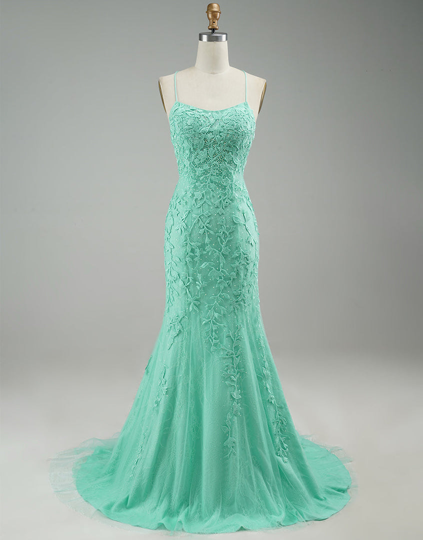 Mermaid Mint Green Backless Tight Prom Dress