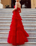 Load image into Gallery viewer, Strapless Long Red Prom Dress