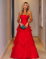 Load image into Gallery viewer, Strapless Long Red Prom Dress
