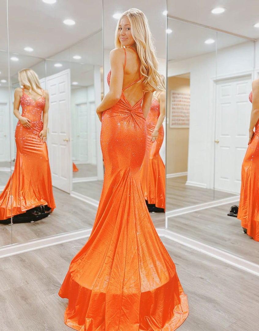Beaded Long Mermaid Prom Dress