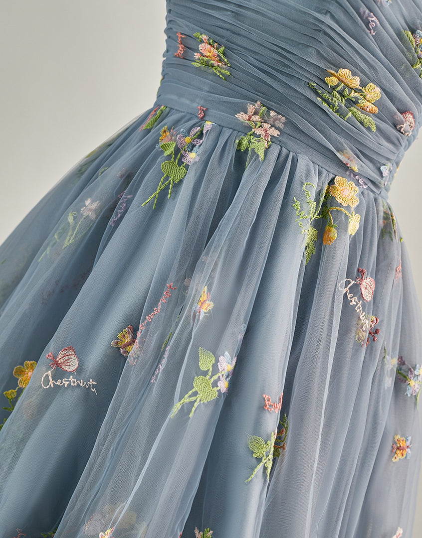 Cute Short Tulle Embroidery Homecoming Dress