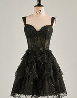 Load image into Gallery viewer, A-Line Lace Tiered Corset Homecoming Dress
