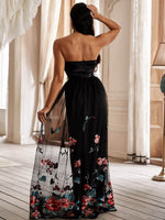 Load image into Gallery viewer, Black Embroidery Bodice Prom Dress
