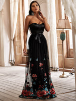 Load image into Gallery viewer, Black Embroidery Bodice Prom Dress
