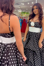 Load image into Gallery viewer, Polka Dots Prom Dress With Corsage

