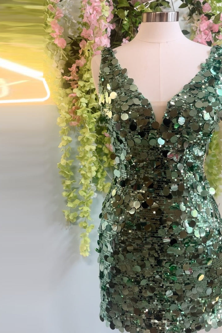 Sexy Mint Sequin Tight Homecoming Dress