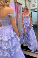 Load image into Gallery viewer, Slit Ruffle Prom Dress with Sequin
