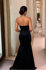 Load image into Gallery viewer, Mermaid Black Velvet Long Prom Dress