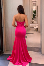 Load image into Gallery viewer, Hot Pink Mermaid Strapless Long Prom Dress