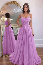 Load image into Gallery viewer, Glitter A line Off the Shoulder Prom Dress
