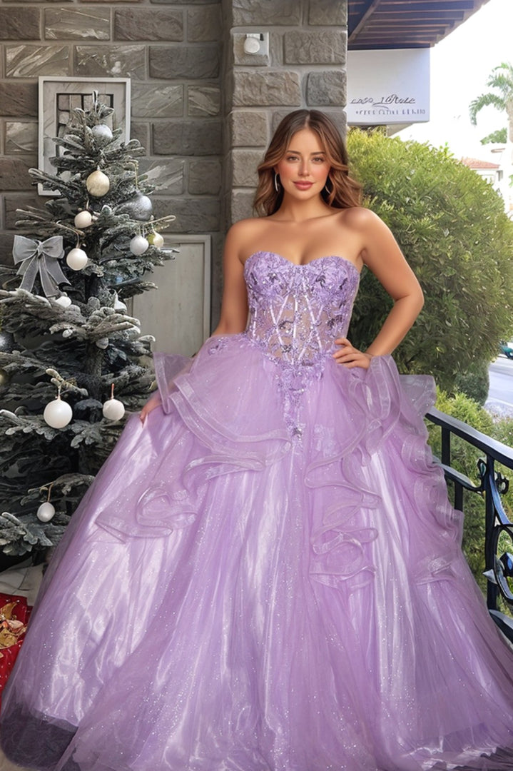 A line Lilac Long Prom Dress