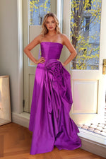Load image into Gallery viewer, Sexy Purple Strapless Long Prom Dress
