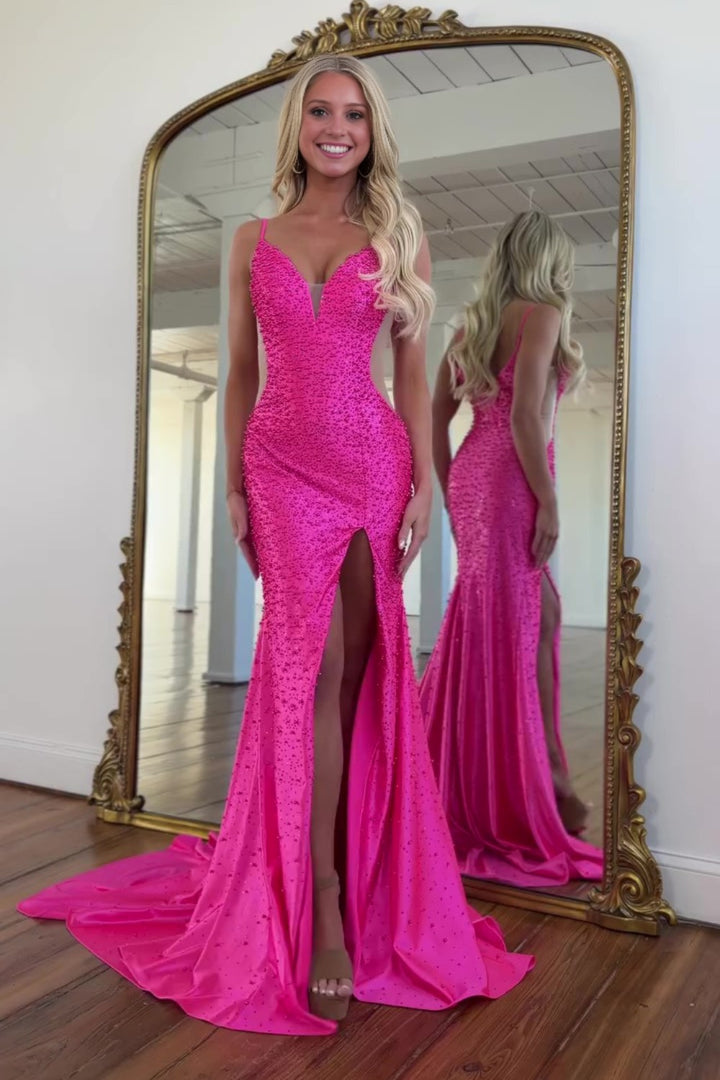 Beading Prom Night Dress with Slit