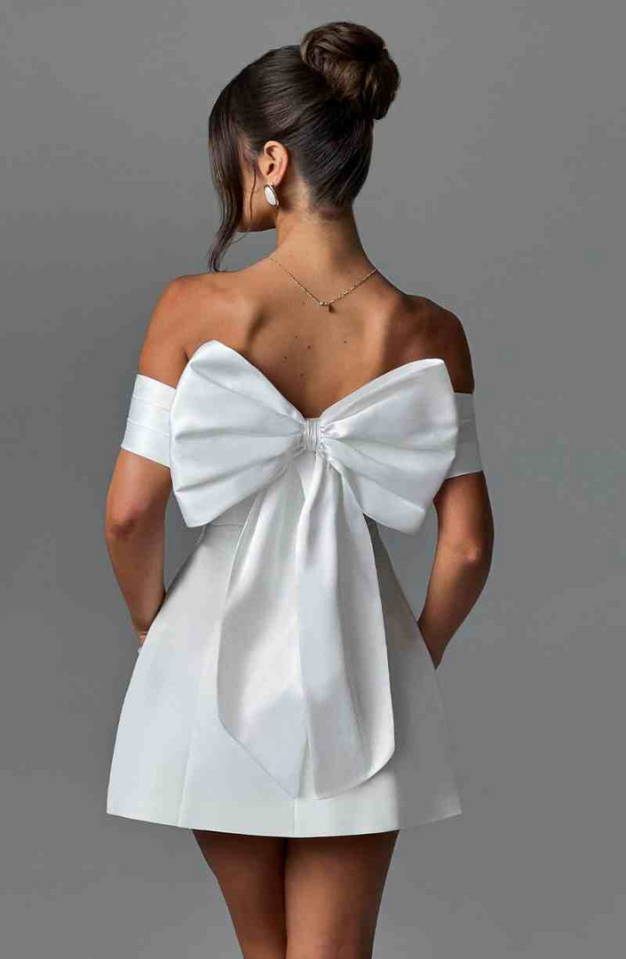 Off the Shoulder White Mini Dress