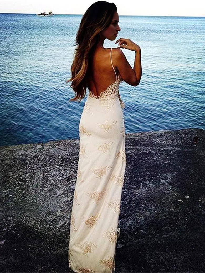 Mermaid Embroidery V Neck Long Prom Dress